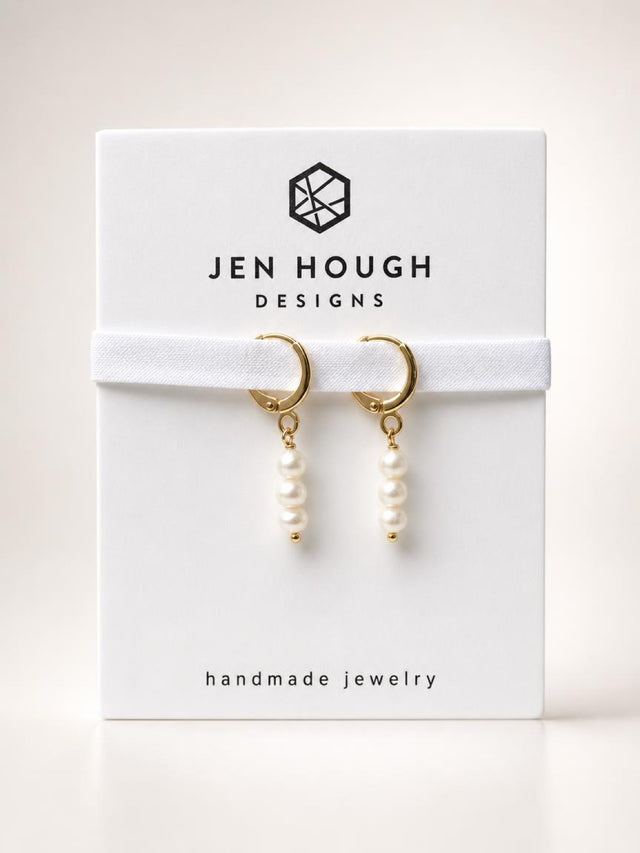 14K Gold Fill Freshwater Pearl Huggie Earrings