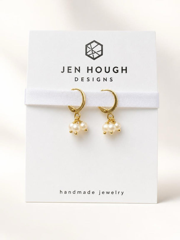 14K Gold Fill Freshwater Pearl Huggie Earrings