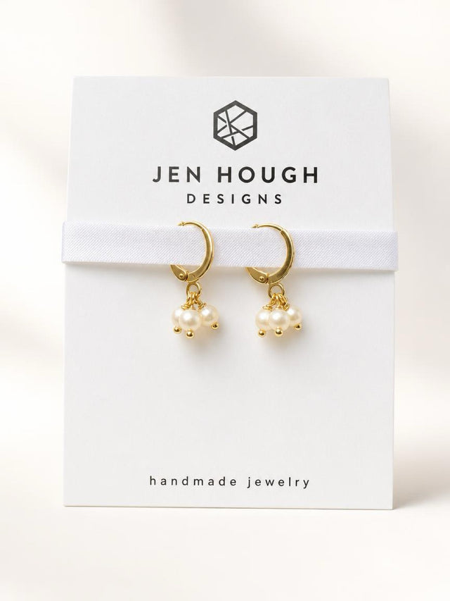 14K Gold Fill Freshwater Pearl Huggie Earrings