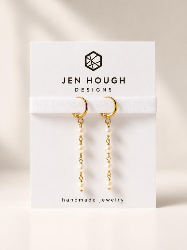 14K Gold Fill Freshwater Pearl Huggie Earrings