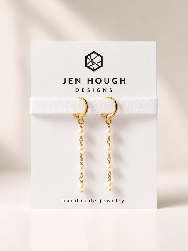 14K Gold Fill Freshwater Pearl Huggie Earrings