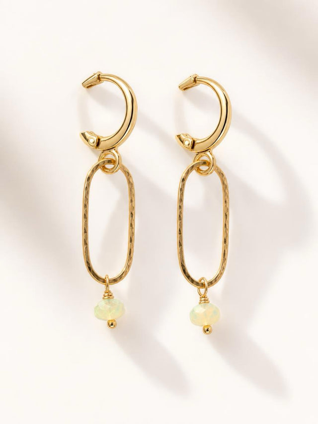14K Gold Fill Ethiopian Opal Huggie Earrings