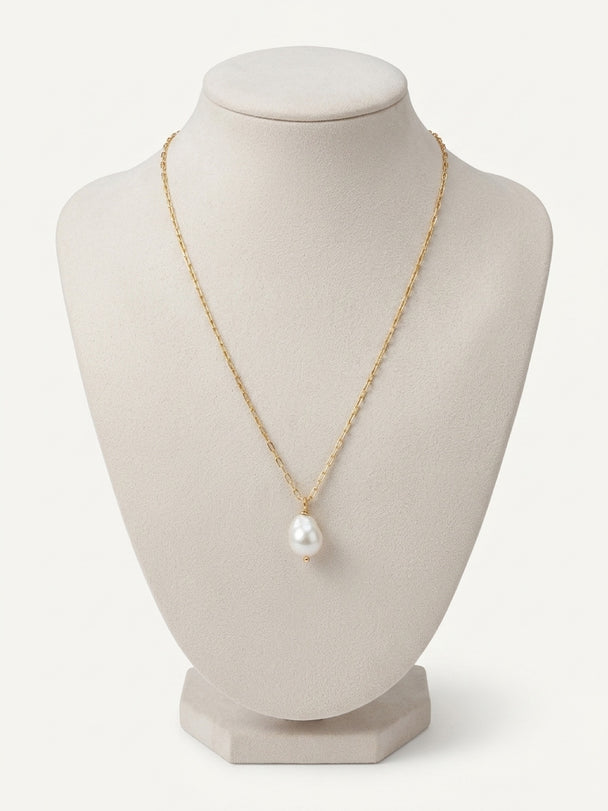 14K Yellow Gold Filled Necklace with Freshwater Pearl