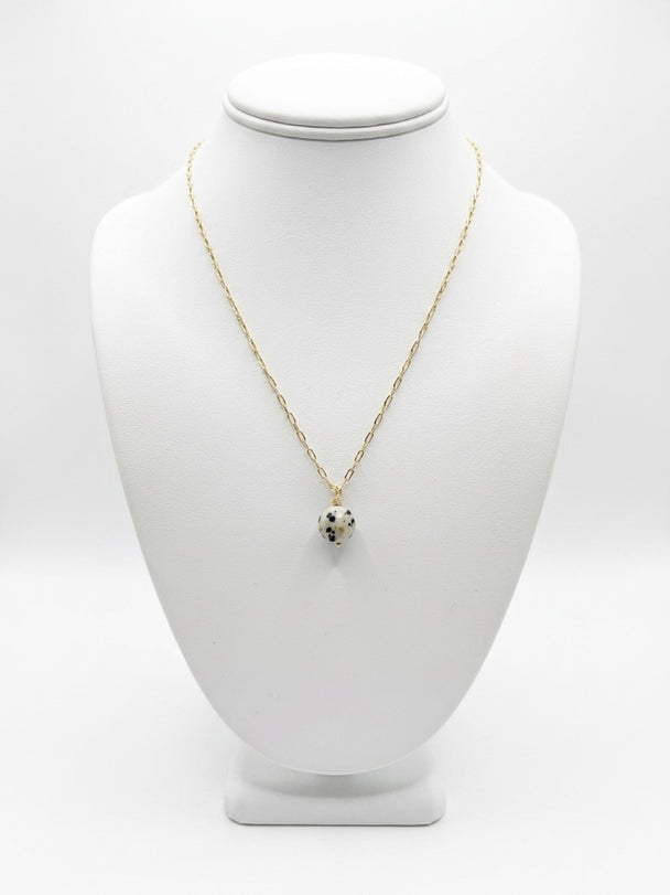 14k Yellow Gold Filled Necklace with Dalmation Jasper