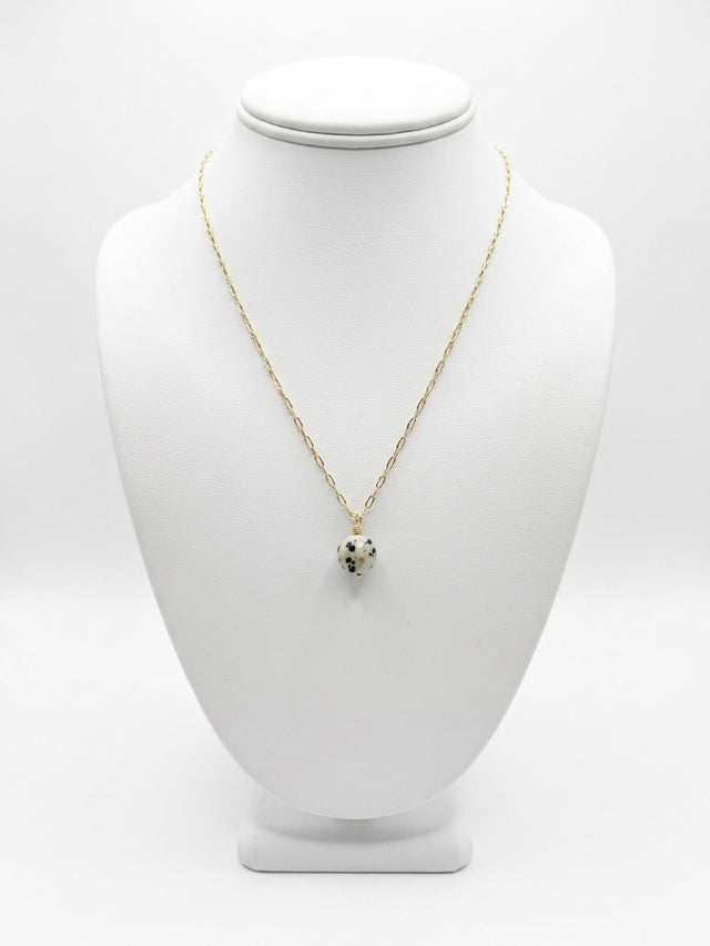 14k Yellow Gold Filled Necklace with Dalmation Jasper