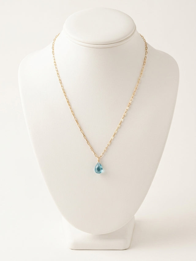 14k Yellow Gold Filled Necklace with Blue Topaz