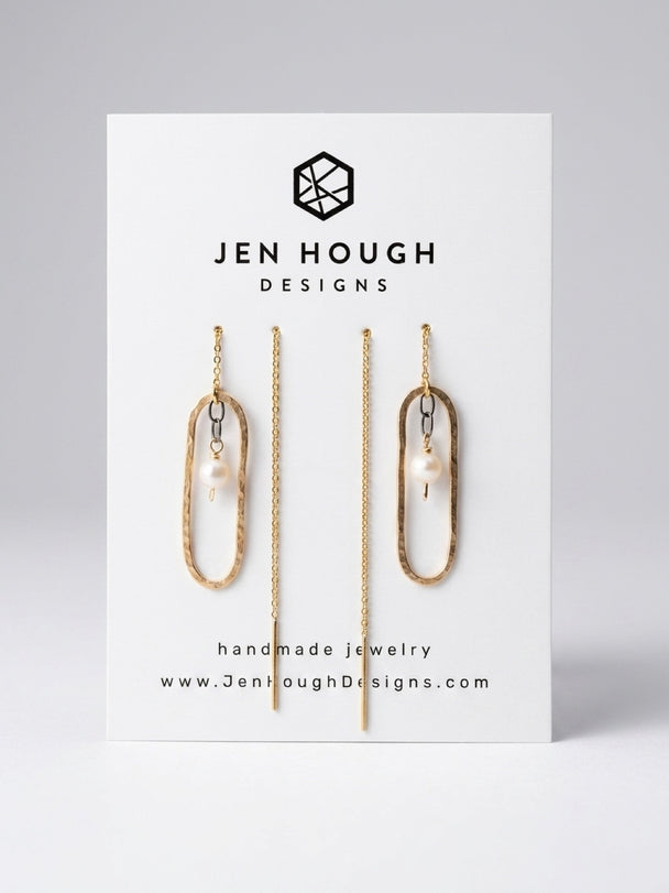 Round Freshwater Pearl Threader Earrings