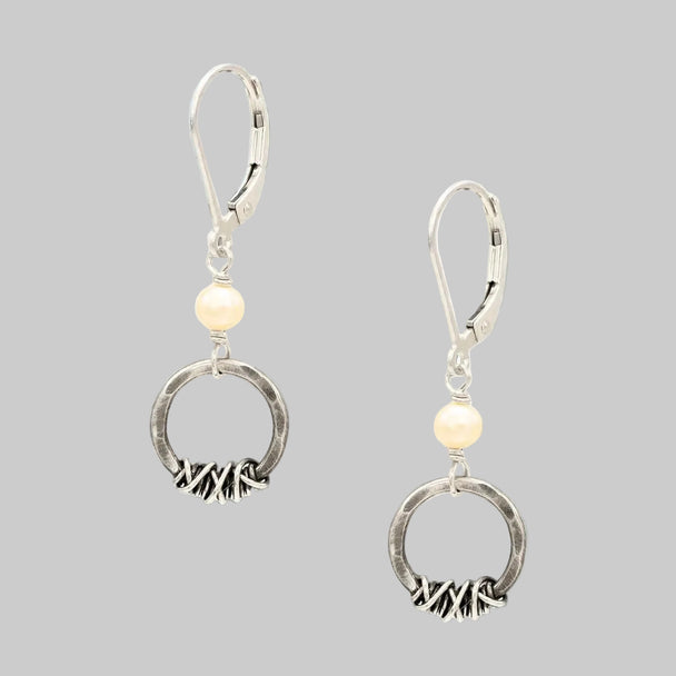 White Pearl Circle Earrings