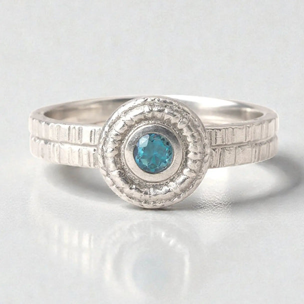 Swiss Blue Topaz Textured Ring