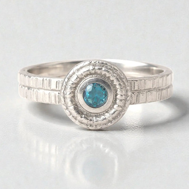 Swiss Blue Topaz Textured Ring