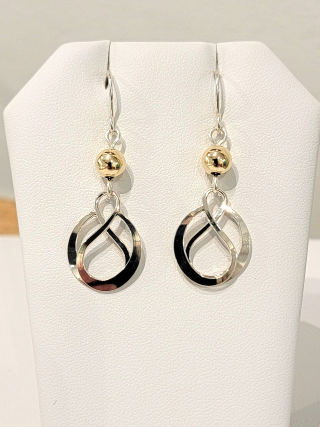 Silver Earring With Gold Ball