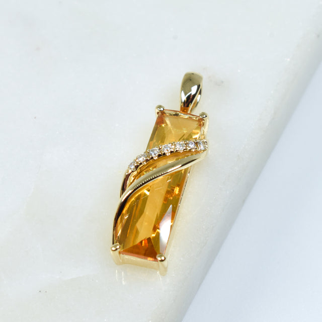 Citrine and Diamond Pendant