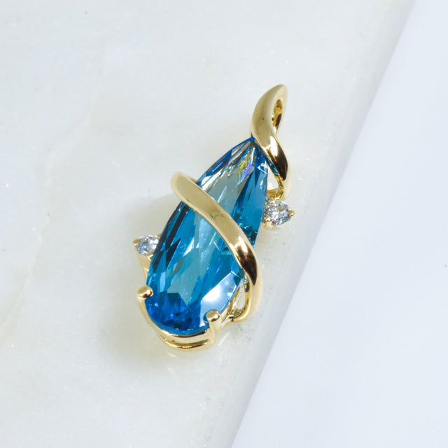 Swiss Topaz and Diamond Pendant