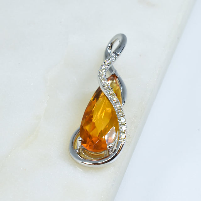Citrine and Diamond Pendant