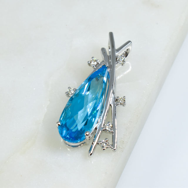 Swiss Topaz and Diamond Pendant