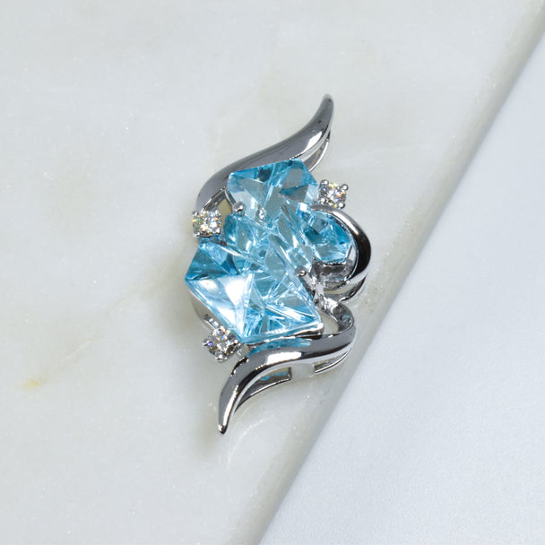 Polygon Swiss Topaz and Diamond Pendant