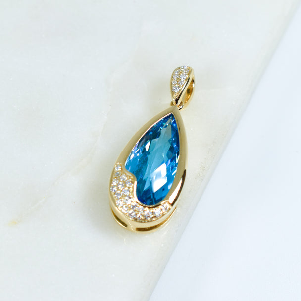 Swiss Topaz and Diamond Pendant