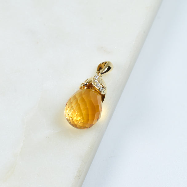 Citrine and Diamond Pendant