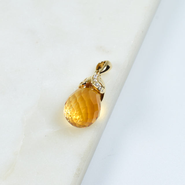 Citrine and Diamond Pendant
