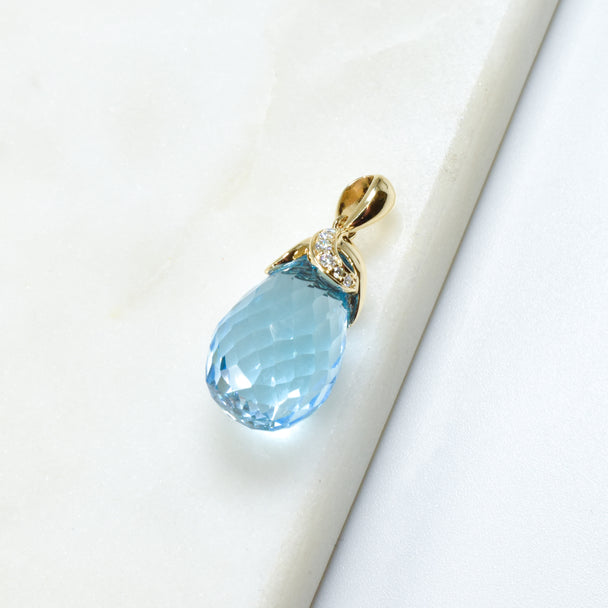 Sky Blue Topaz and Diamond Pendant