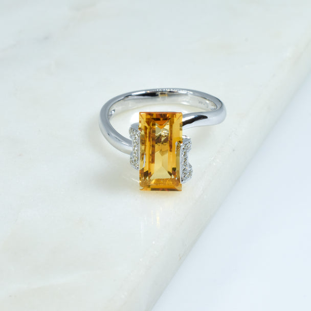 Citrine and Diamond Ring