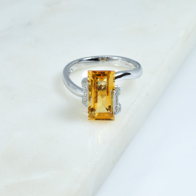 Citrine and Diamond Ring