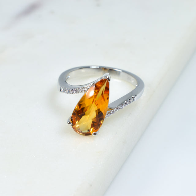 Citrine and Diamond Ring