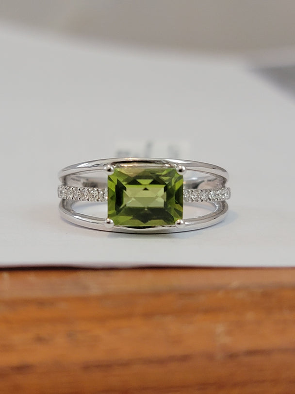 Peridot and Diamond Ring