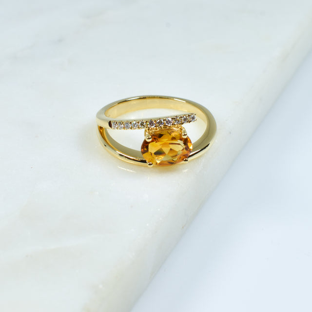 Citrine and Diamond Ring