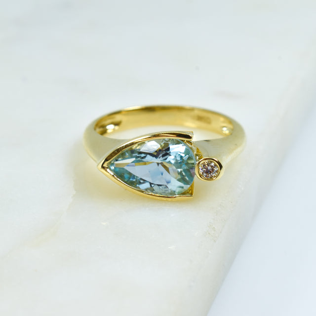 Aquamarine and Diamond Ring