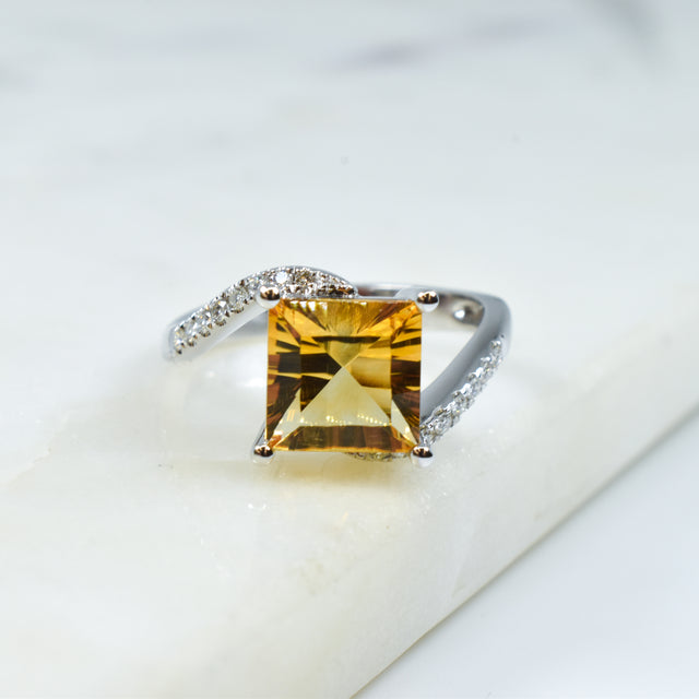 Citrine and Diamond Ring