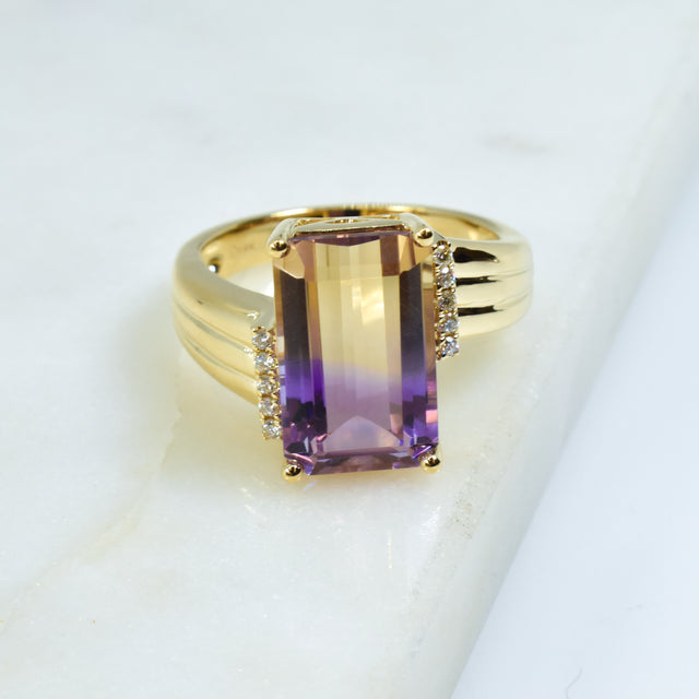 Ametrine and Diamond Ring