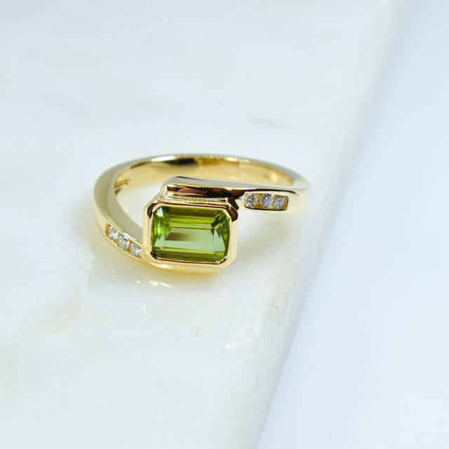 Peridot and Diamond Ring