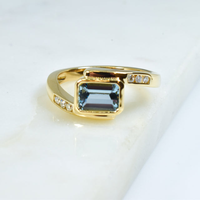 Aquamarine and Diamond Ring