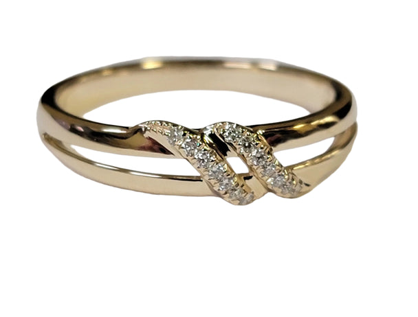 Split Band with Two Diamond Ribbon Ring