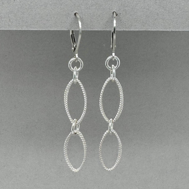 Twisted Polished Silver Link Earrings