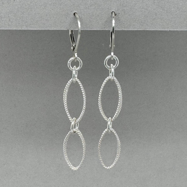 Twisted Polished Silver Link Earrings