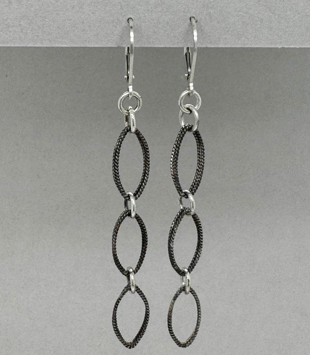 Twisted Silver Link with Patina Earrings