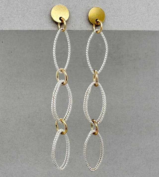 Twisted Polished Silver with Gold Fill Post Earrings