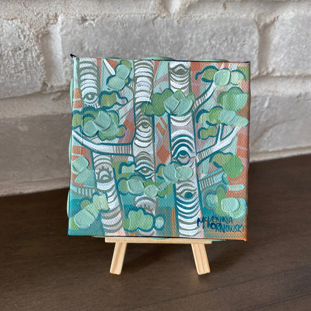 Three Birch Trees in Green