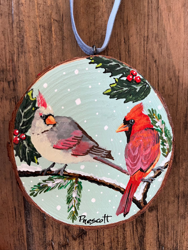 Cardinals Wood Ornament