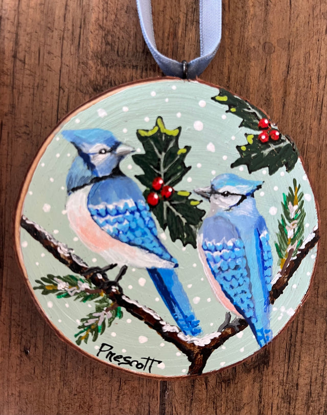 Bluejays Wood Ornament