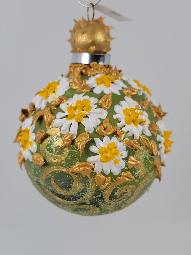 Daisy and Gold Swirls Ornament