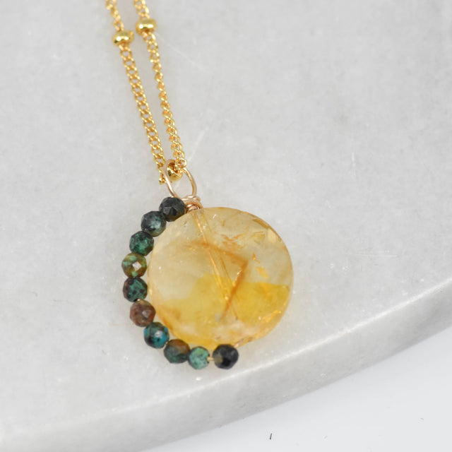 Citrine and Jasper Gold Necklace