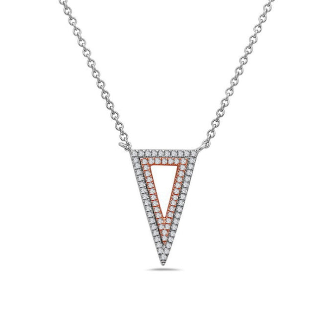 Mixed Metal Diamond Triangle Necklace