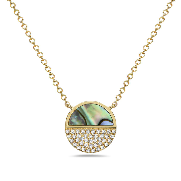 Abalone Diamond Circle Necklace