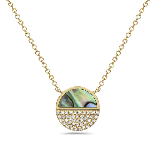 Abalone Diamond Circle Necklace