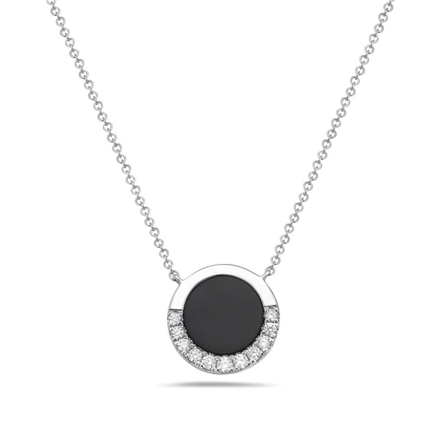 Black Onyx and Diamond Circle Necklace
