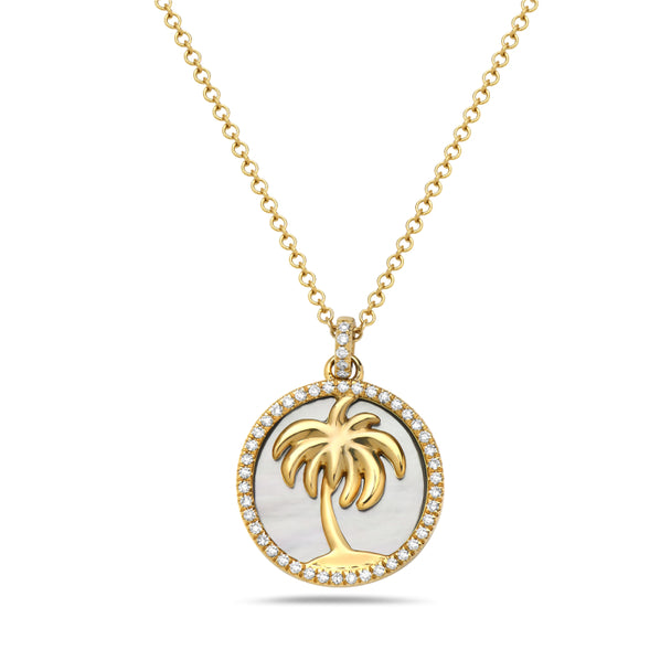 Mother of Pearl Palm Tree Necklace
