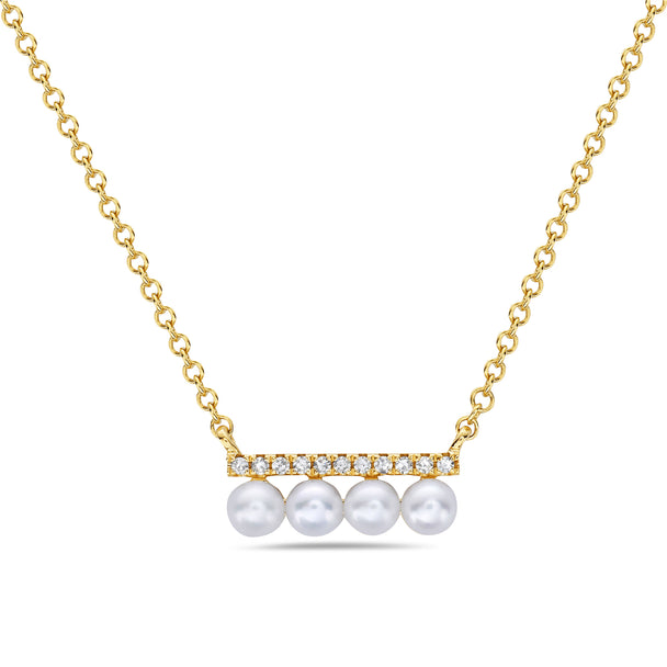 Freshwater Pearl and Diamond Bar Necklace